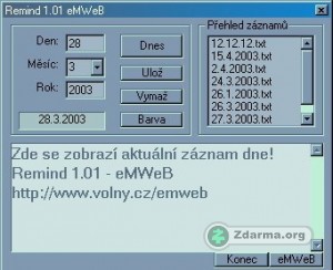 Okno programu Remind