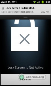 No Lock Screen: Zámek displaye je vypnut