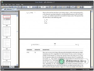 Sorax Reader: okno s otevřeným PDF