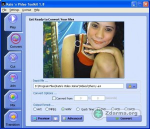 Konverze videa v Kate's Video Toolkit