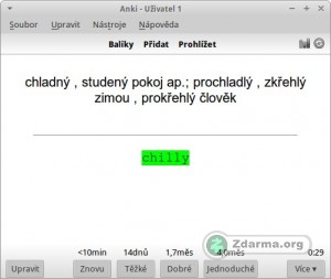 Zkoušení v Anki se zobrazením správné odpovědi