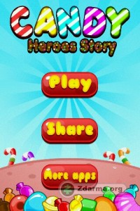 Obrazovka s menu hry Candy Heroes Story