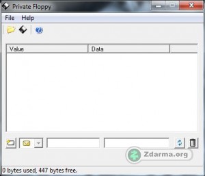 Okno programu Private Floppy pro ukládání údajů na disketu