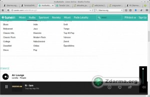 Poslech internetového rádia na TuneIn