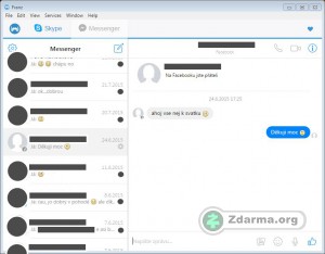 Aktivní Facebook Messenger v aplikaci Franz