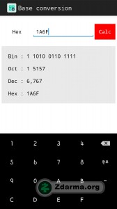 Převody různých číslených soustav v appce Math Calculator