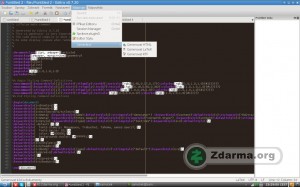 Prostředí programu Editra se vzhledem Mocha. Zajímavostí editoru je generátor náhodného kódu HTML, LaTEX a RTF.