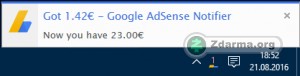 Notifikace o příjmech z AdSense
