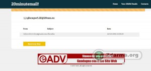Příchozí pošta ve službě 20 minute email