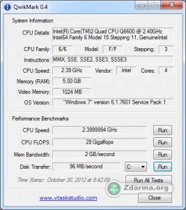 Testování výkonu CPU a disku