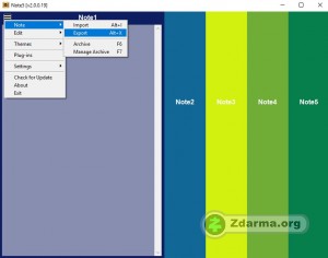 Zapsané poznámky lze exportovat v TXT