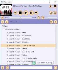 přehrávání hudby v Music-Player - prostředí programu