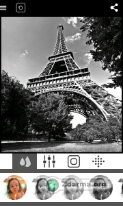 černobílé umělecké fotografování v této aplikaci