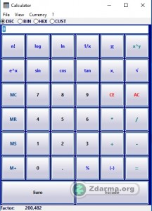 Rozhraní programu Alternate Calculator