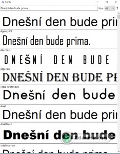 Rozhraní programu Fonty