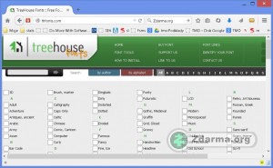 Web TreeHouse Fonts s filtrováním písem dle druhu
