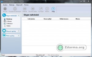 Hlavní okno programu pro nahrávání audio a videohovorů
