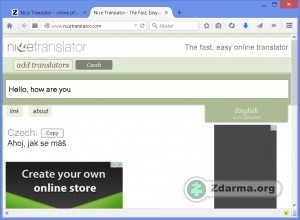Přeložený text s pomocí překladače Nice Translator