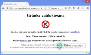Webová stránka zablokována rozšířením LeechBlock