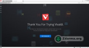 Úvodní stránka po prvním otevření prohlížeče