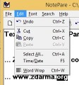 Položky menu Edit editoru NotePare