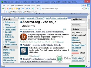 Webová stránka v prohlížeči K-meleon