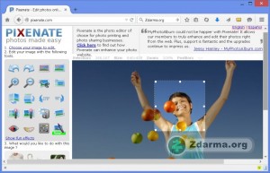 Označená část fotografie na webu Pixenate