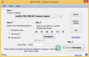 Win7 MAC Address Changer s náhodně vygenerovanou MAC adresou