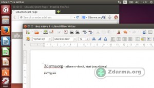 Webový prohllížeč a LibreOffice spuštěné v Ubuntu