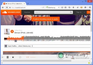 Přehrávání hudby na Soundcloud. Kdykoliv můžete vložit komentář