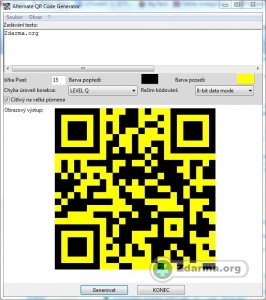 Ukázka vygenerovaného QR kódu webové služby Zdarma.org