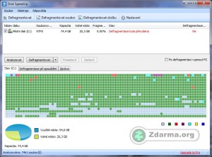 Okno programu pro defragmentaci a optimalizaci