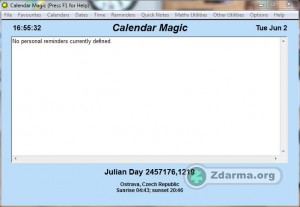 Hlavní okno aplikace Calendar Magic