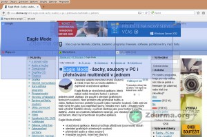 Zobrazení oken po označení textu. Velikost, průhlednost a barvu lze nastavit