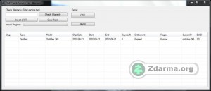 Nalezené informace v Dell Warranty Check Tool