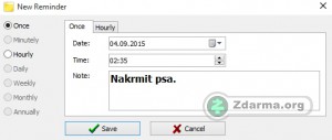 Vytvoření upomínky v programu Digital Notes