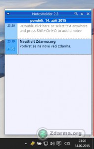 NotesHolder s jednou vloženou poznámkou