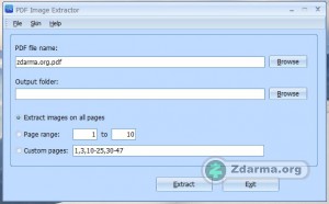 Hlavní okno aplikace PDF Image Extractor Free