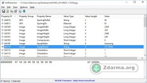 ExifDataView zobrazuje EXIF údaje z fotografie