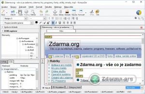 Webová stránka v programu KompoZer v režimu WYSIWYG