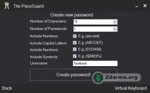 Generování hesel v The Passguard