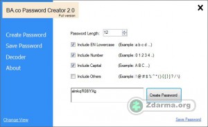 Generování hesel v BA.co Password Creator