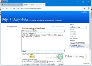 Psaní poznámky v TiddlyWiki Classic