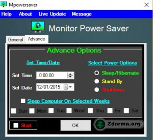 Základní rozhraní programu Monitor Power Saver