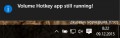 Po minimalizaci vás Volume Hotkey Controller upozorní na to, že stále běží