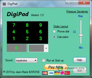 Celý program DigiPad sestává z jediného okna