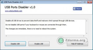Celkový pohlad na nástroj USB Ports Disabler