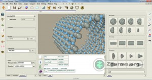 Modelování nanostruktur a molekulární dynamika. Program nabízí mnoho funkcí pro 3D modely nejrůznějších chemických struktur a jejich chování.
