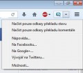 Menu pro nastavení doplňku Facebook Translate