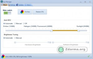 Rozhraní aplikace Eye Manager
